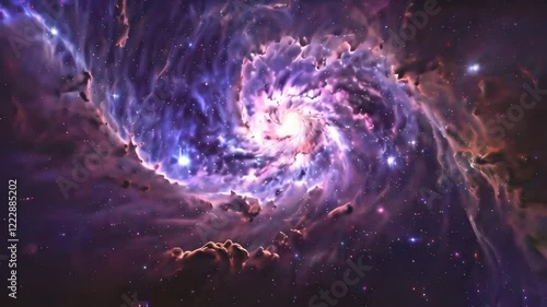 Spiral Galaxy with Vibrant Nebula Clouds in Deep Space