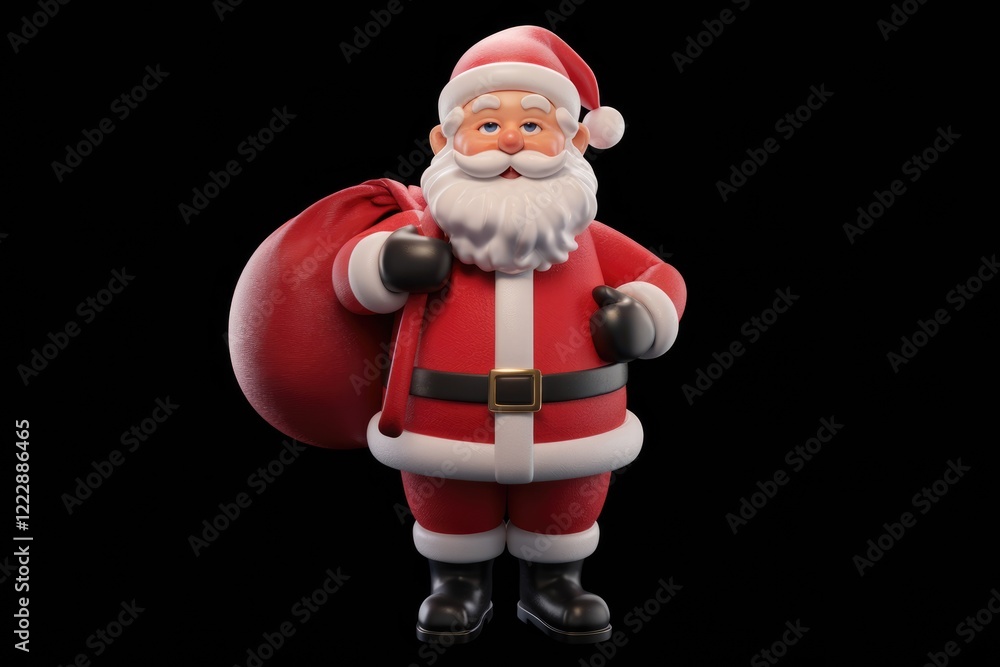 Fototapeta premium A jolly Santa Claus with a big sack of gifts, ready for Christmas Eve.