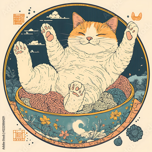 pet cat in illustrator drawing.