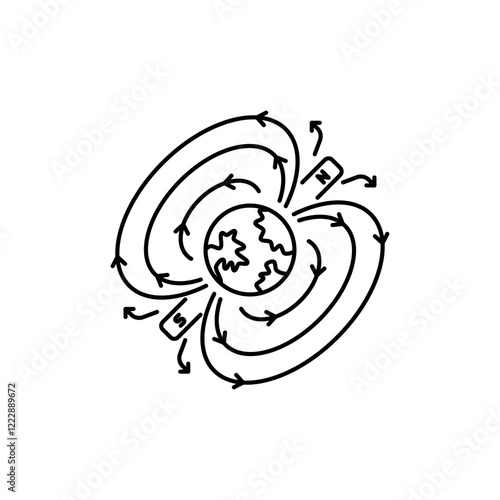 Outline Earth with Magnetosphere Lines icon for Geospace Exploration