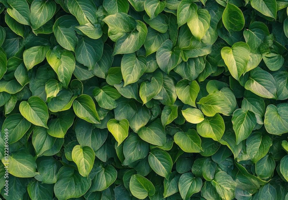 Fototapeta premium Lush green foliage background of dense leaves.