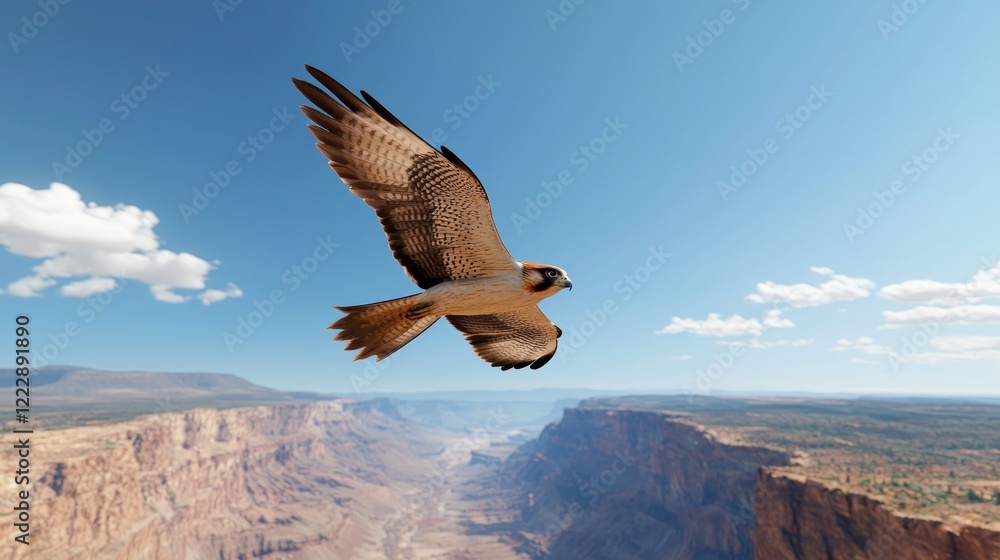 Fototapeta premium Majestic Falcon Soaring Over Canyon