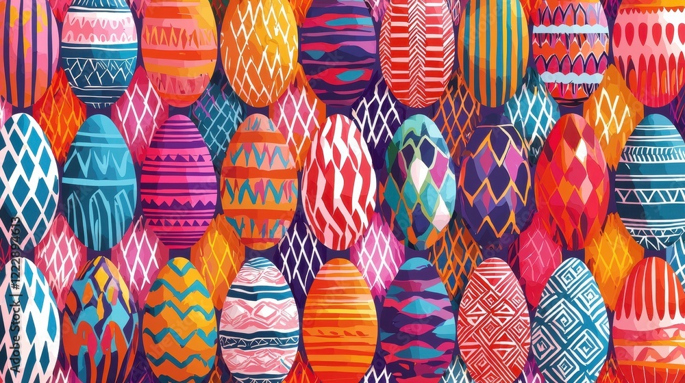 Obraz premium Patterned Easter eggs in vibrant colors forming a seamless festive background
