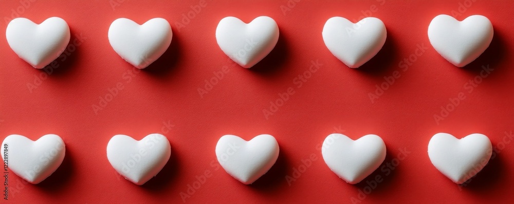 Many small hearts on red background Many small hearts on red background