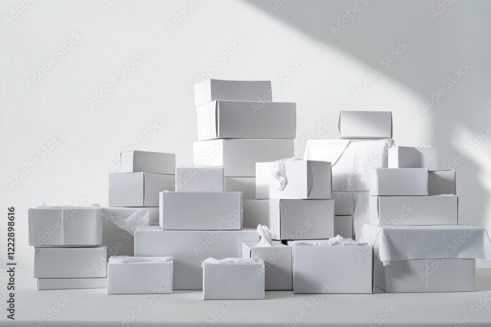 A Minimalist Arrangement of White Boxes: A Study in Simplicity and Design A Minimalist Arrangement of White Boxes: A Study in Simplicity and Design