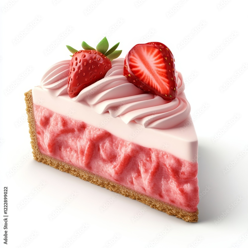 Stunning 3D Icon of Strawberry Cheesecake with Fresh Berries Stunning 3D Icon of Strawberry Cheesecake with Fresh Berries