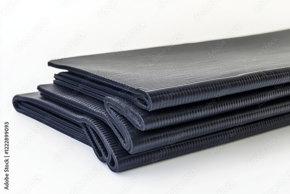 Dark Yoga Mats Stacked for Fitness and Exercise Dark Yoga Mats Stacked for Fitness and Exercise