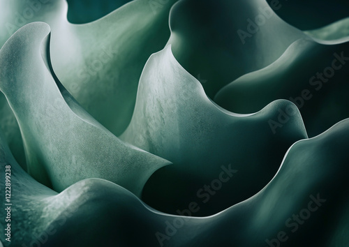 Abstract Design Featuring Layered Greenish Leaves With Soft, Ethereal Textures