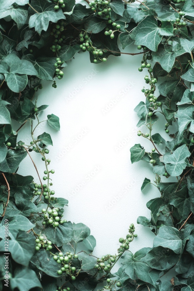 Fototapeta premium Heart Shaped Frame with Green Leaves