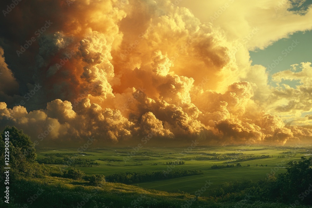 Naklejka premium Field with clouds