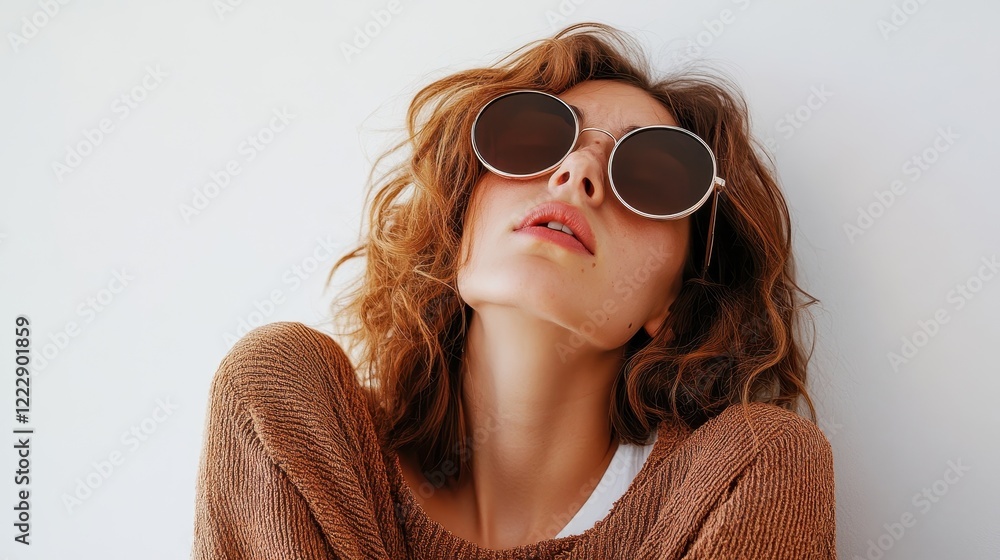 Stylish Woman in Sunglasses Posing Against a Wall Stylish Woman in Sunglasses Posing Against a Wall