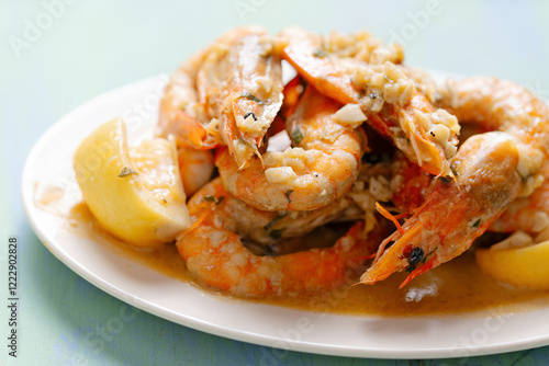 Obraz na płótnie spanish garlic shrimp tapas w salonie