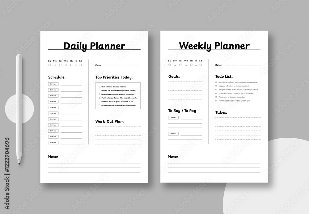 Sample Planner Layout Planner Template Layout Stock Template | Adobe Stock
