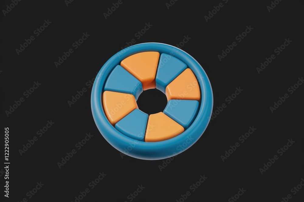 Abstract 3D render of a circular shape with alternating blue and orange segments. Abstract 3D render of a circular shape with alternating blue and orange segments.
