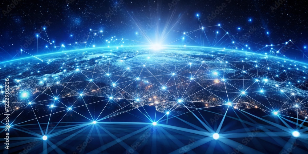 Digital Connection Concept Over Planet Earth and Network Interface Digital Connection Concept Over Planet Earth and Network Interface