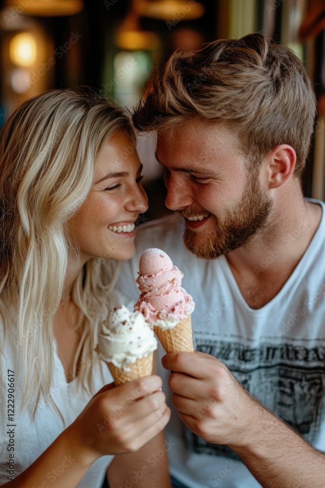 Couple Sharing Ice Cream Couple Sharing Ice Cream