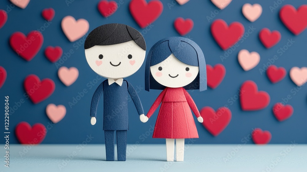 A charming illustration of a couple holding hands against a colorful heart backdrop, symbolizing love and affection. A charming illustration of a couple holding hands against a colorful heart backdrop, symbolizing love and affection.