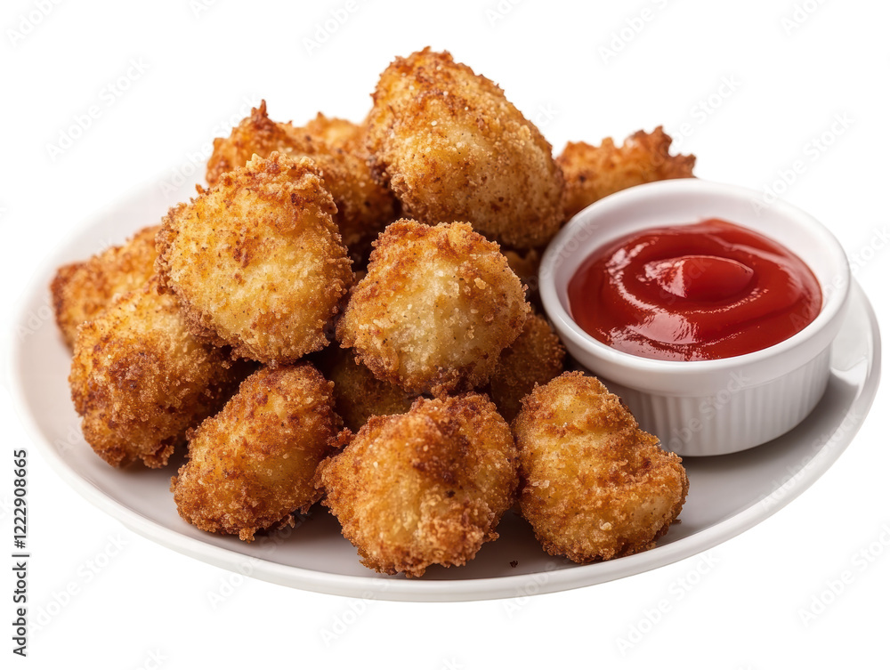 Isolated Chicken Nuggets and Ketchup in a Dish Isolated Chicken Nuggets and Ketchup in a Dish