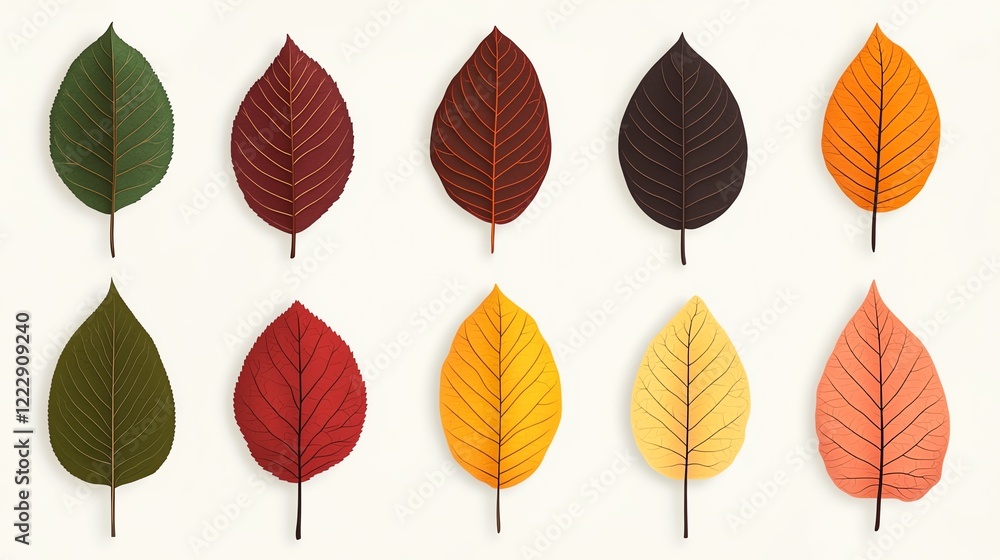 Obraz premium A collection of colorful leaves showcasing various autumn colors and textures.