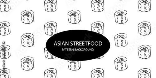 japanese streetfood popular pattern background. sushi background. takoyaki, asian pattern