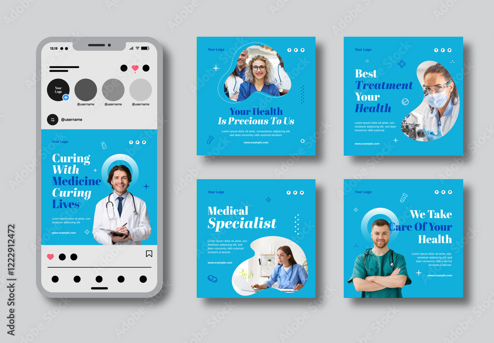 Twitter. Health Post Example Healthcare Social Media Post Stock Template | Adobe Stock