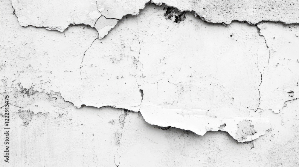 Obraz premium Cracked White Wall Texture Background with Empty Copy Space for Creative Text and Design Elements