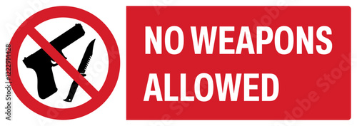 ISO prohibition safety signs uppercase text_no weapons allowed_landscape size 1/2 a4,a3,a2,a1 	
