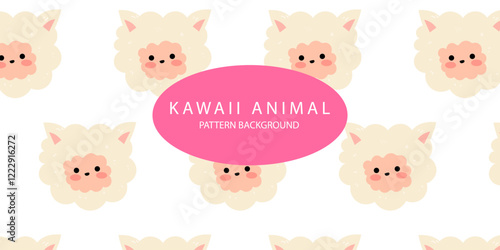kawaii animal pattern background design. bear, deer, fox, bird, dog, hippo, parrot, pig, cow. textile pattern.  Cartoon animal Vector illustration for kids forest background with rain dots

