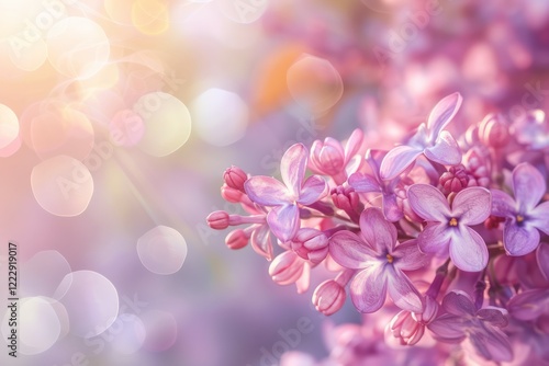 Lilac flowers close up background at sunny day. Selective focus. High definition photo