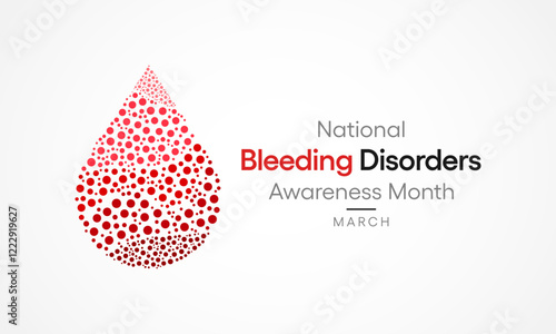 National Bleeding Disorders awareness month is observed every year in March, This observance raises awareness for bleeding disorders such as hemophilia. Vector illustration