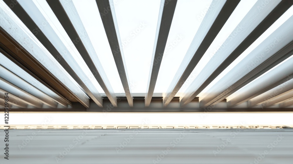 Obraz premium Ventilated roof construction close-up showcasing structural elements with ample space for text or messaging.