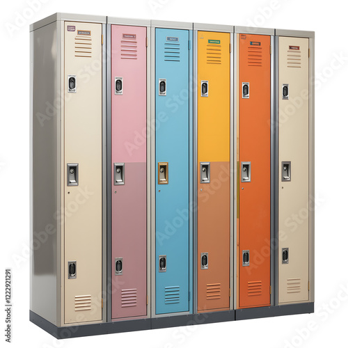 Colorful School Lockers with Pastel Doors photo