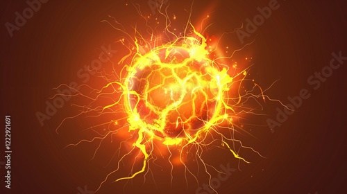 Dynamic Energy Blast and Electric Force Effect in Glowing Fireball Image