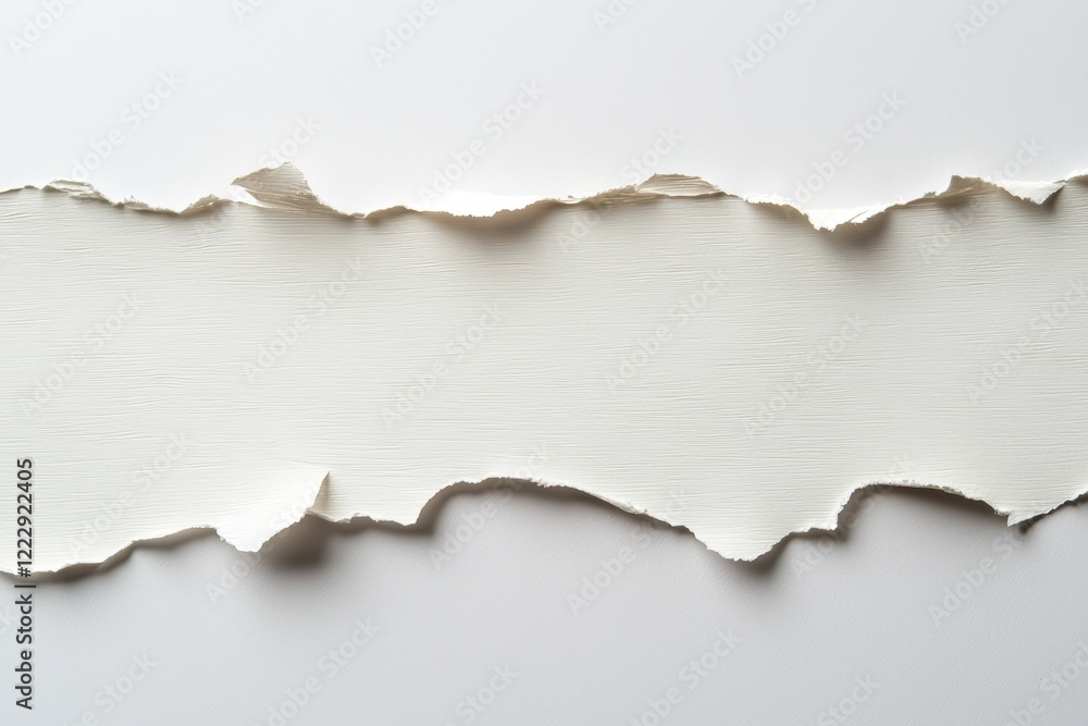 White paper with a tear in it, creating a jagged line White paper with a tear in it, creating a jagged line