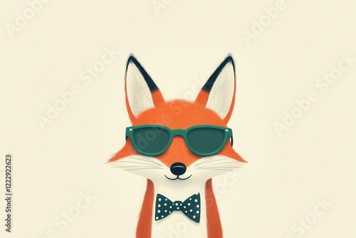 Cool fox in sunglasses bow tie photo