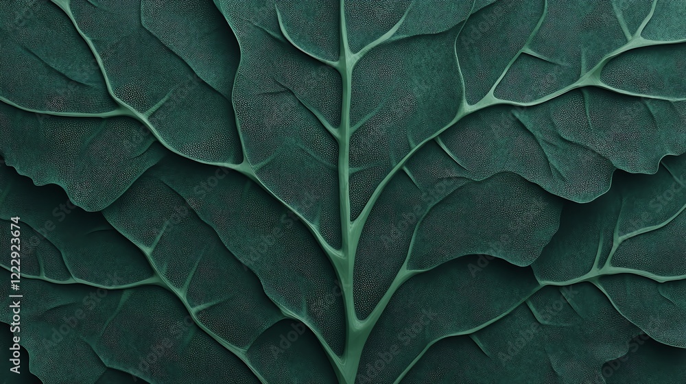 Fototapeta premium Close-up view of rich green leaves with intricate patterns and textures.