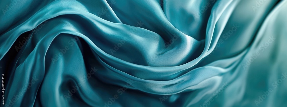 Fototapeta premium Elegant Blue Silk Fabric with Luxurious Texture and Space for Custom Text or Designs
