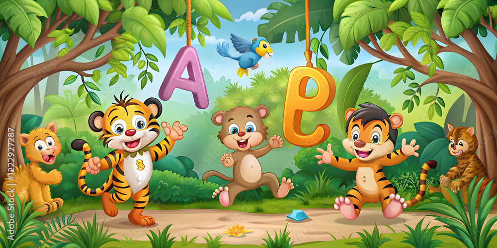 Obraz premium Alphabet Jungle Adventures Where Learning Letters Becomes Playful Fun