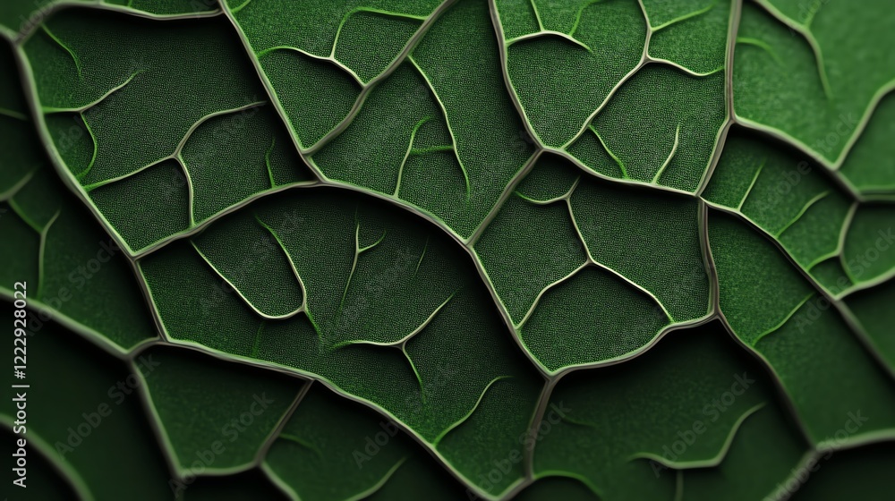 Obraz premium Intricate green leaf texture showcasing nature's unique patterns and details.