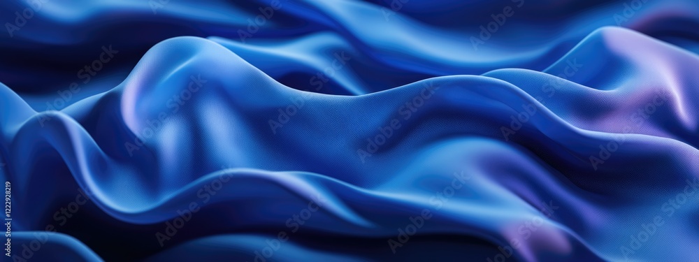 Fototapeta premium Smooth Blue Silk Fabric Texture with Flowing Drapery and Space for Text or Graphics