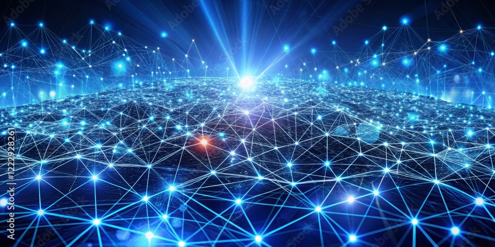 Futuristic Digital Landscape with Bright Connections and Data Flow Futuristic Digital Landscape with Bright Connections and Data Flow