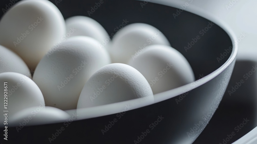 Close up of a frying pan filled with fresh eggs ready for cooking with ample space for text or branding overlay. Close up of a frying pan filled with fresh eggs ready for cooking with ample space for text or branding overlay.