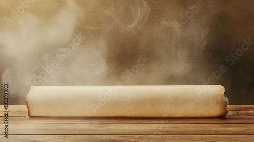 Dislike for Cigarette Smoke Concept with Empty Scroll and Smoky Background for Text Placement photo