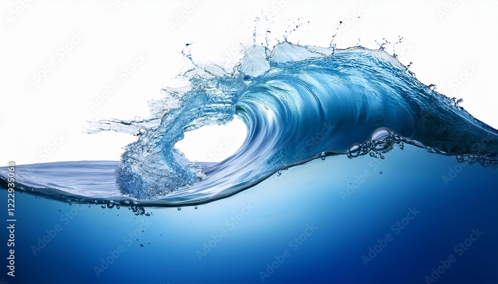 Obraz premium Wave of water is crashing against a white background