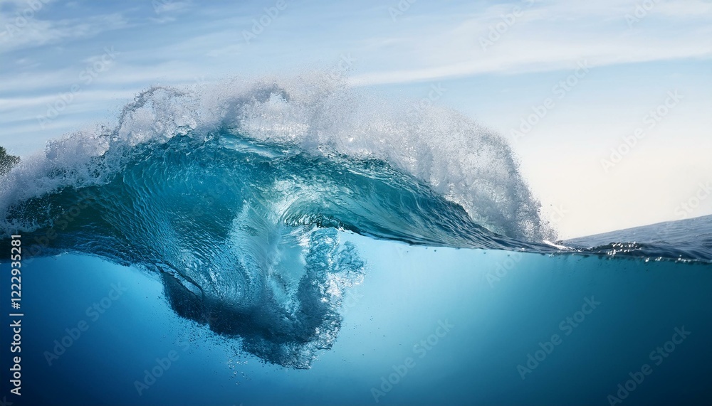 Obraz premium Wave in the ocean with a splash of water