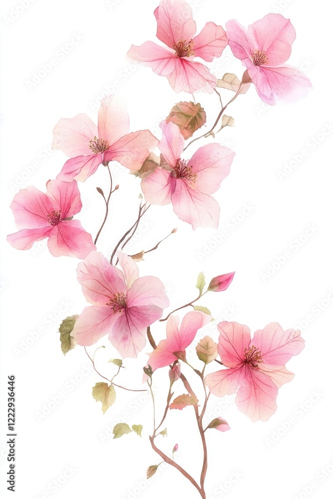 Fototapeta premium Pink Flowers White Background