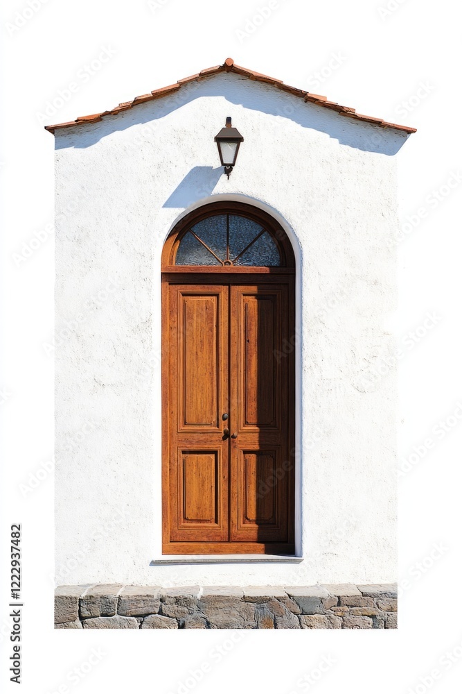 Fototapeta premium White Building with Wooden Door
