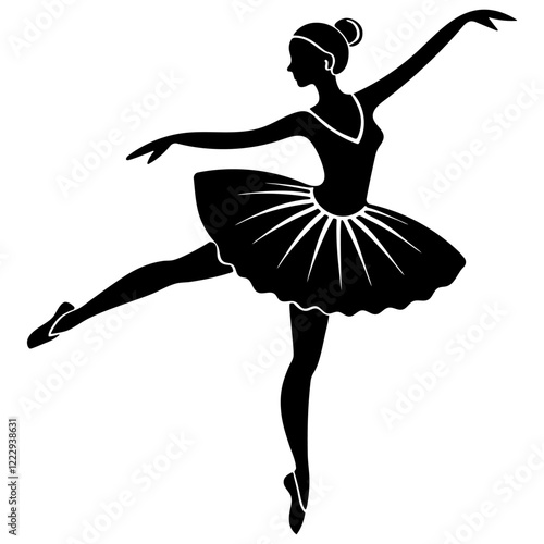 Minimalist Ballerina girl dancing silhouette vector illustration