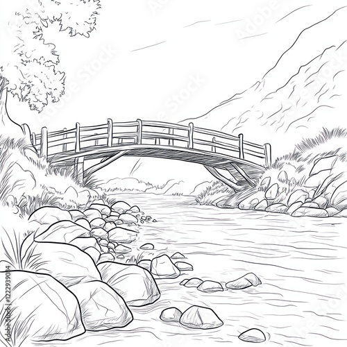 Wallpaper Mural Wooden Bridge Spanning Serene River Landscape Torontodigital.ca