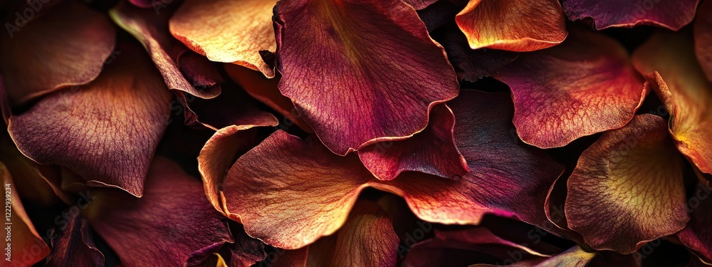 Close-up of wilted flower petals with rich colors and textures, featuring empty space for text or design elements. Close-up of wilted flower petals with rich colors and textures, featuring empty space for text or design elements.